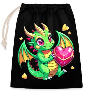 Dragon coloré - Sac cadeau en coton avec cordon (25 x 30 cm) - noir - Devant