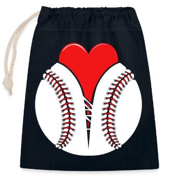 Baseball I love - Closable cotton gift bag (25x30cm) - navy - Front