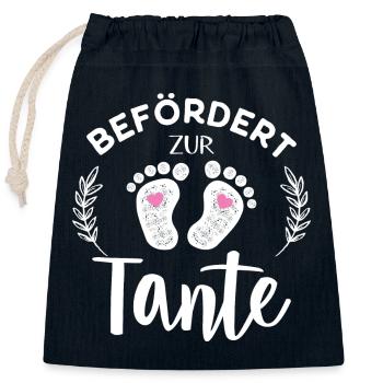 Befördert zur Tante Stolze Tante - Verschließbarer Geschenkbeutel aus Baumwolle (25x30cm) - Navy - Vorne
