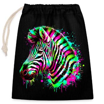 Zebra - Verschließbarer Geschenkbeutel aus Baumwolle (25x30cm) - Schwarz - Vorne