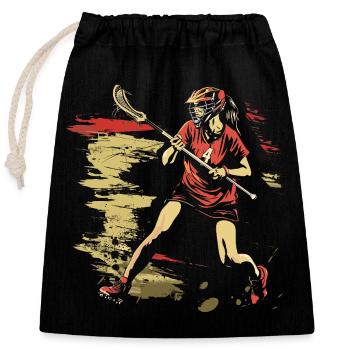 Oldschool Lacrosse Girls - Closable cotton gift bag (25x30cm) - black - Front