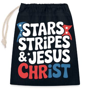 Amerikanischer Gläubiger Christ July 4th Jesus - Verschließbarer Geschenkbeutel aus Baumwolle (25x30cm) - Navy - Vorne