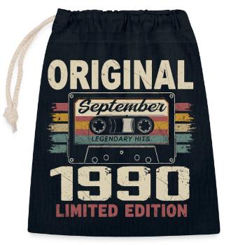 September 1990 Birthday, born in September 1990 - Closable cotton gift bag (25x30cm) - navy - Front