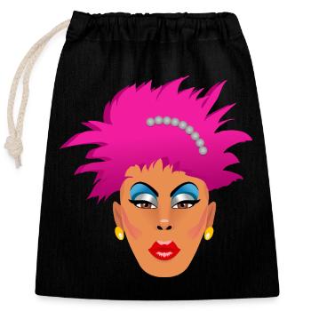 Drag Queen rose - Sac cadeau en coton avec cordon (25 x 30 cm) - noir - Devant