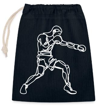 Dessin de boxeur - Sac cadeau en coton avec cordon (25 x 30 cm) - bleu marine - Devant