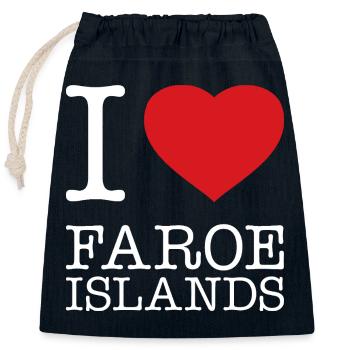 i love Faroe Islands - Closable cotton gift bag (25x30cm) - navy - Front