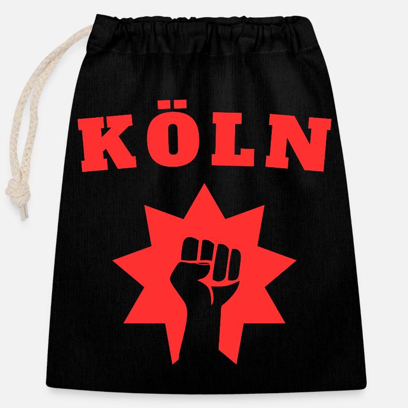 Köln - Verschließbarer Geschenkbeutel aus Baumwolle (25x30cm) - Schwarz