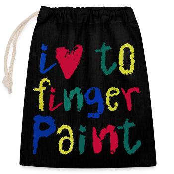 I Love Finger Paints | Painting Fun Design Kids - Closable cotton gift bag (25x30cm) - black - Front