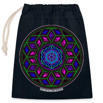 Fractal Evolution Experience Kaleidoskop Mandala - Verschließbarer Geschenkbeutel aus Baumwolle (25x30cm) - Navy - Vorne