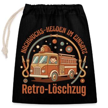 Retro Fire Brigade Offspring - Closable cotton gift bag (25x30cm) - black - Front