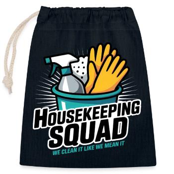 Funny Cleaning Design - Closable cotton gift bag (25x30cm) - navy - Front