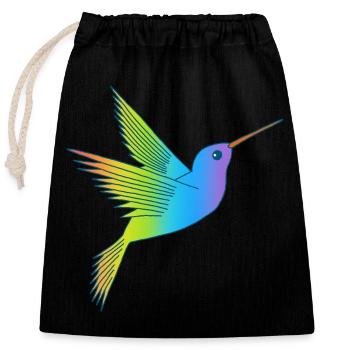 Oiseau arc-en-ciel - Sac cadeau en coton avec cordon (25 x 30 cm) - noir - Devant