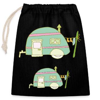 Pastell Caravan Wohntraum gross und klein - Verschließbarer Geschenkbeutel aus Baumwolle (25x30cm) - Schwarz - Vorne