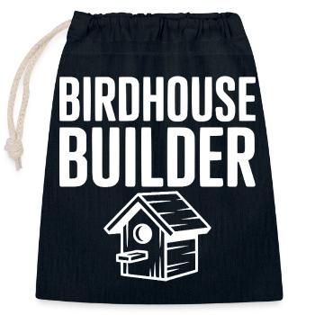 Birdhouse Builder - Closable cotton gift bag (25x30cm) - navy - Front