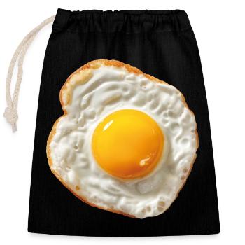 fried egg - Closable cotton gift bag (25x30cm) - black - Front
