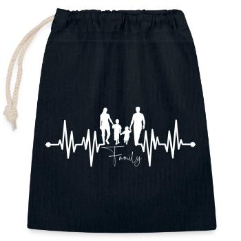 Silhouette de coeur familial avec pouls - Sac cadeau en coton avec cordon (25 x 30 cm) - bleu marine - Devant