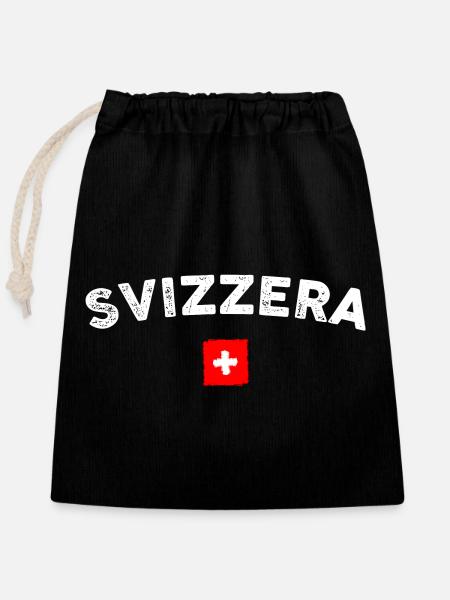 Svizzera Arc Emblem Flagge - Verschließbarer Geschenkbeutel aus Baumwolle (25x30cm) - Schwarz