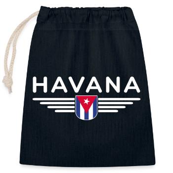 Havana Style – Perfect for fans - Closable cotton gift bag (25x30cm) - navy - Front