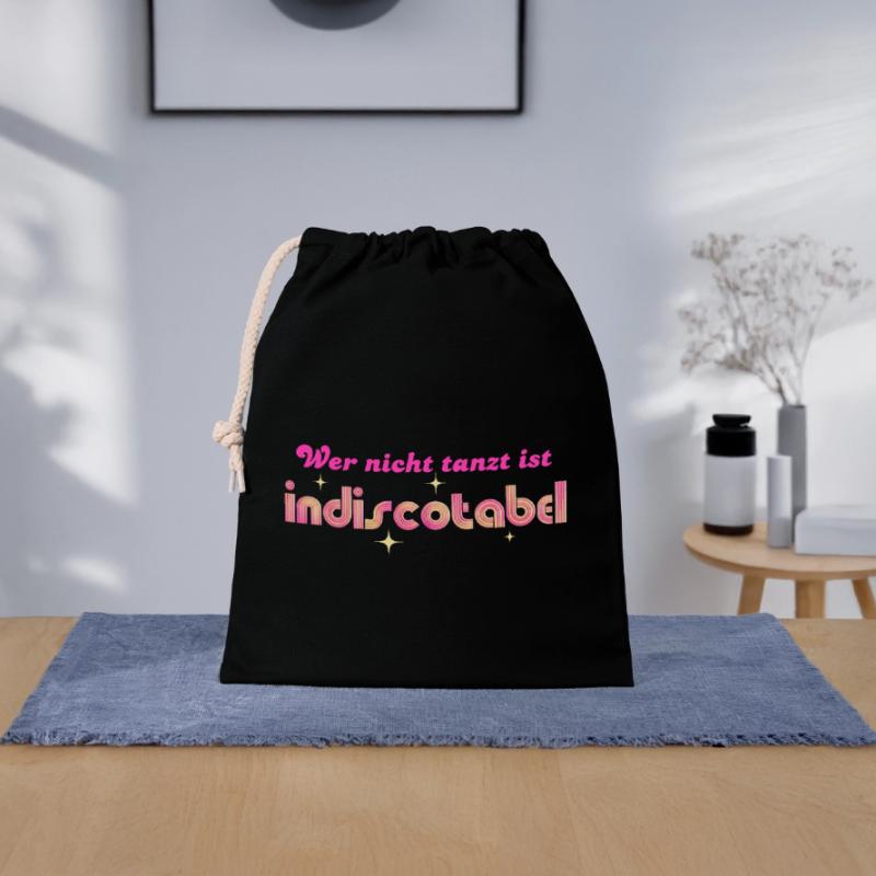 'Who doesn't dance is indiscotabel' Disco Dancing Closable cotton gift bag (25x30cm)