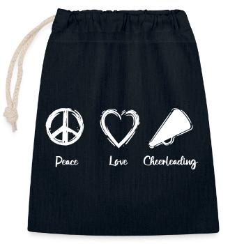 Peace Love Cheerleading - Closable cotton gift bag (25x30cm) - navy - Front