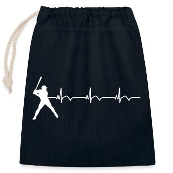 Baseball EKG Herzschlag Baseballschläger - Verschließbarer Geschenkbeutel aus Baumwolle (25x30cm) - Navy - Vorne