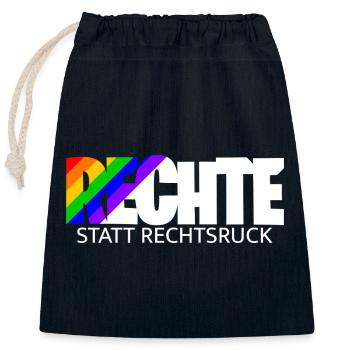 Menschenrechte statt Rechtsruck - Regenbogen - Verschließbarer Geschenkbeutel aus Baumwolle (25x30cm) - Navy - Vorne
