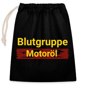 Blutgruppe Motoröl  - Verschließbarer Geschenkbeutel aus Baumwolle (25x30cm) - Schwarz - Vorne