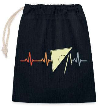 Retro Geotriangle Heart Palpitations - Closable cotton gift bag (25x30cm) - navy - Front