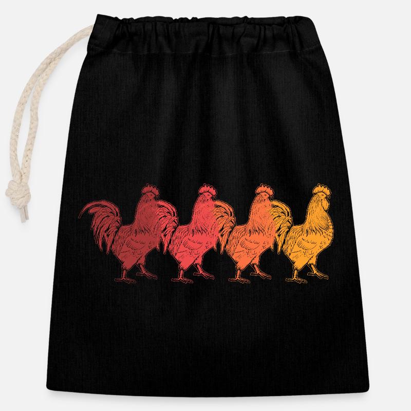 Hahn - Verschließbarer Geschenkbeutel aus Baumwolle (25x30cm) - Schwarz