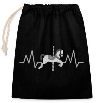 Carousel Horse Heart Monitor - Horse Lovers - Verschließbarer Geschenkbeutel aus Baumwolle (25x30cm) - Schwarz - Vorne