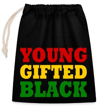 young gifted and black - Sac cadeau en coton avec cordon (25 x 30 cm) - noir - Devant