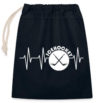 puls eishockey icehockey Herzschlag Schläger Puck - Verschließbarer Geschenkbeutel aus Baumwolle (25x30cm) - Navy - Vorne