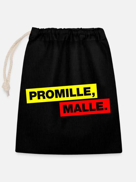 Promille, Malle - Verschließbarer Geschenkbeutel aus Baumwolle (25x30cm) - Schwarz