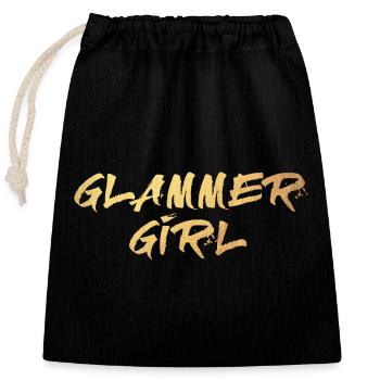 Glammer Girl Gold Luxury Exclusive Girl - Closable cotton gift bag (25x30cm) - black - Front
