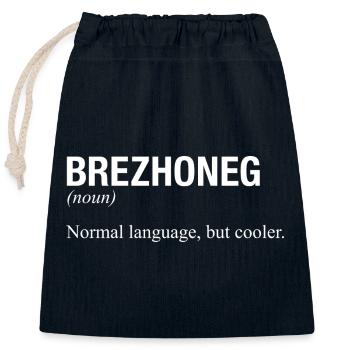 BREZHONEG Breton Brittany - Closable cotton gift bag (25x30cm) - navy - Front