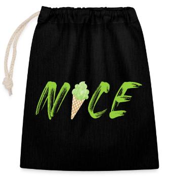 Belle glace Cornet de glace à la pistache Cool Dictons Cornet de crème glacée - Sac cadeau en coton avec cordon (25 x 30 cm) - noir - Devant