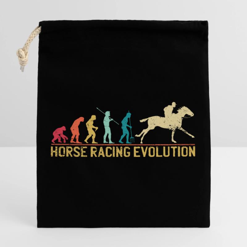 Conception de l'évolution des courses de chevaux Sac cadeau en coton avec cordon (25 x 30 cm)
