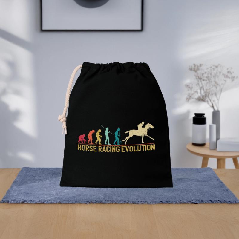 Conception de l'évolution des courses de chevaux Sac cadeau en coton avec cordon (25 x 30 cm)