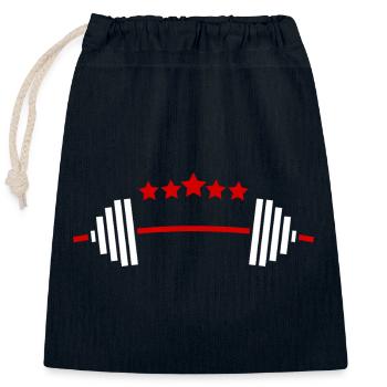 Poids et étoiles : Fitness Power Design - Sac cadeau en coton avec cordon (25 x 30 cm) - bleu marine - Devant
