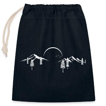Moonlit Mountain Forest Silhouette - Closable cotton gift bag (25x30cm) - navy - Front