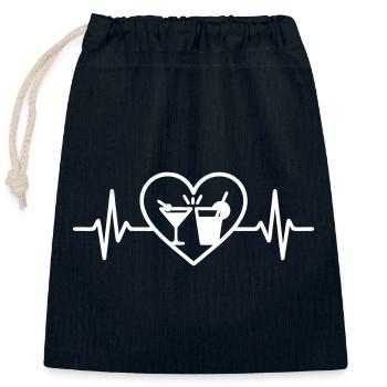 Heart Cocktail Aperitif Summer Party Holiday - Closable cotton gift bag (25x30cm) - navy - Front
