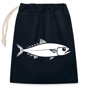 truite - Sac cadeau en coton avec cordon (25 x 30 cm) - bleu marine - Devant