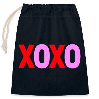 XOXO Love Valentine Textdesign - Verschließbarer Geschenkbeutel aus Baumwolle (25x30cm) - Navy - Vorne