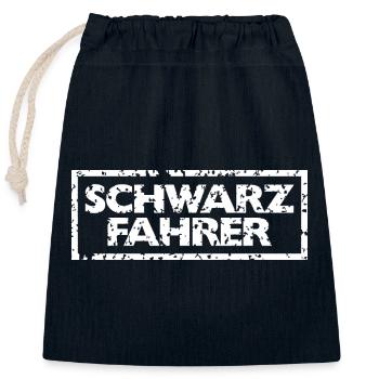 Schwarzfahrer (Vintage Weiß) - Verschließbarer Geschenkbeutel aus Baumwolle (25x30cm) - Navy - Vorne