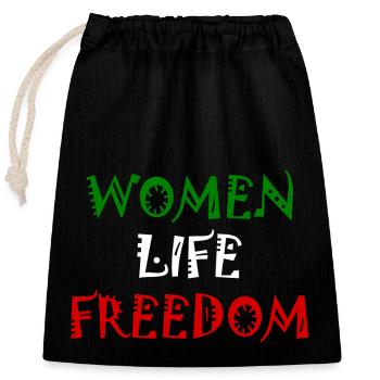 Women life freedom - Closable cotton gift bag (25x30cm) - black - Front