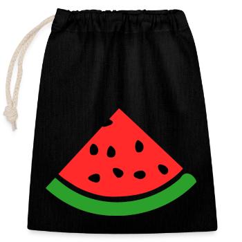 Watermelon melon - Closable cotton gift bag (25x30cm) - black - Front