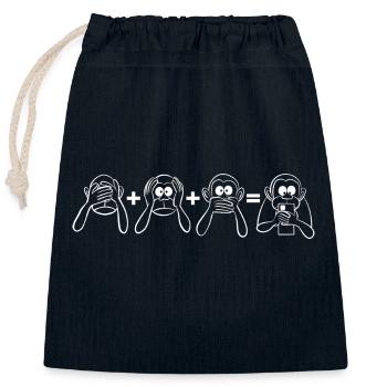 Nothing to see, hear, say - mobile phone addicted - Closable cotton gift bag (25x30cm) - navy - Front