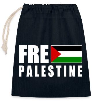 Free palestine - Closable cotton gift bag (25x30cm) - navy - Front
