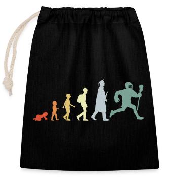 Evolution eines Lacrosse Spielers - Verschließbarer Geschenkbeutel aus Baumwolle (25x30cm) - Schwarz - Vorne