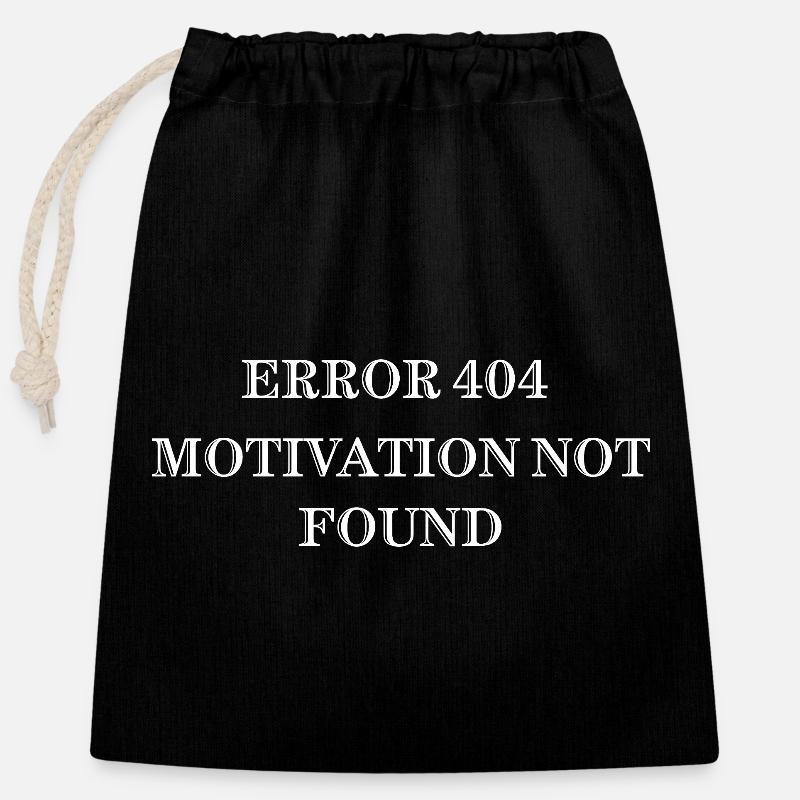 Error 404 – Reason Not Found - Closable cotton gift bag (25x30cm) - black